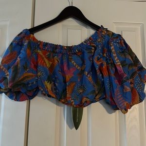 Asymmetrical crop top by farm rio